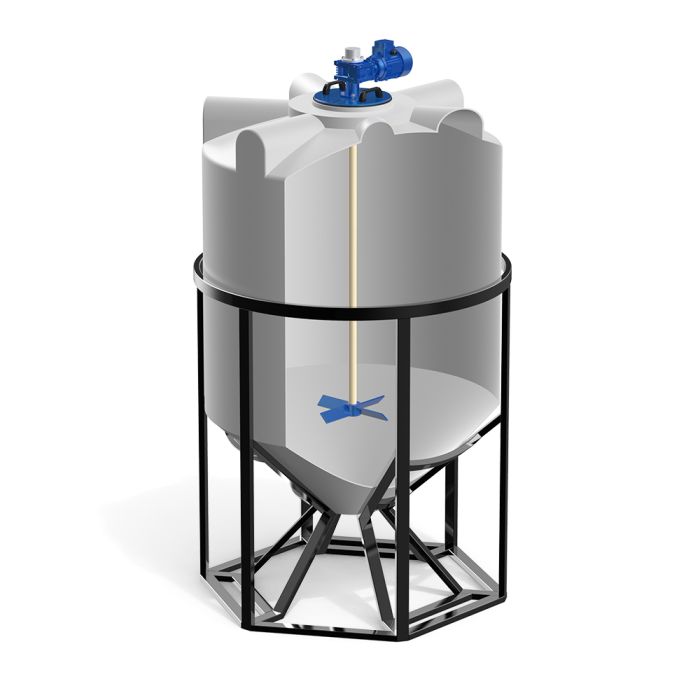 Емкость конусообразная Polimer-Group K 2000, в обрешетке, 2000л, с лопастной мешалкой