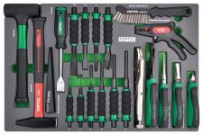 Набор инструментов, молотки, выколотки и губцевый, 21 пр. в мягком ложементе TOPTUL  GED2105