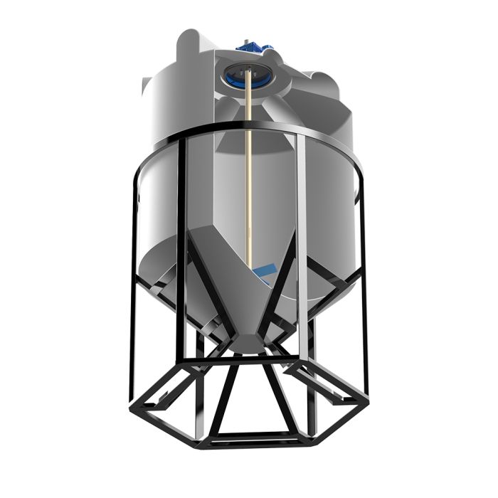 Емкость конусообразная Polimer-Group K 2000, в обрешетке, 2000л, с лопастной мешалкой