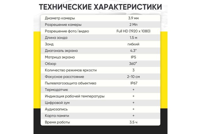 Видеоэндоскоп управляемый iCarTool IC-VC153, 1,5м, зонд 3,9мм