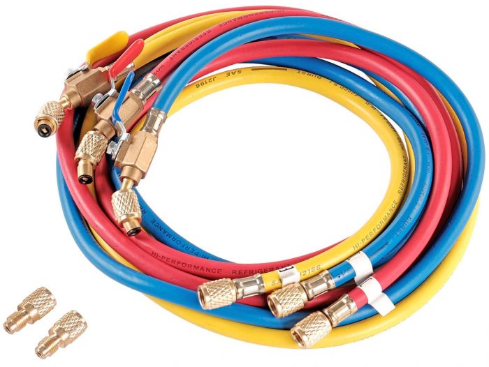 Шланг заправочный для фреона Nordberg NFH18, 1,8м, 3шт., с вентилем