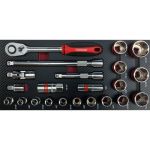 Набор инструментов в ложементе Сорокин Standart 1.124, 24 предмета, с трещоткой, 1/2"