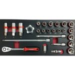 Набор инструментов в ложементе Сорокин Standart 1.126, 26 предметов, с трещоткой, 3/8"