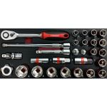 Набор инструментов в ложементе Сорокин Standart 1.128, 28 предметов, с трещоткой, 1/2"