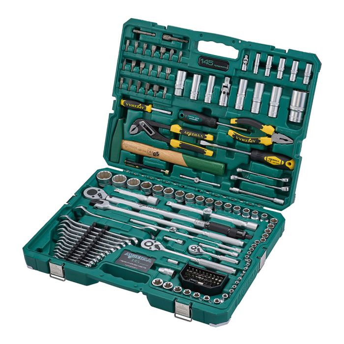 Набор инструментов в кейсе Арсенал 8899010, 145 предметов, с трещоткой, 1/2", 1/4"