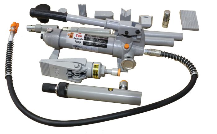 Растяжка гидравлическая 4 тонны KraftWell KRWPH4, рихтовочный набор