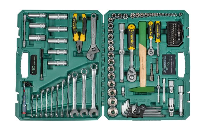 Набор инструментов в кейсе Арсенал 8145100, 110 предметов, с трещоткой, 1/2", 1/4"