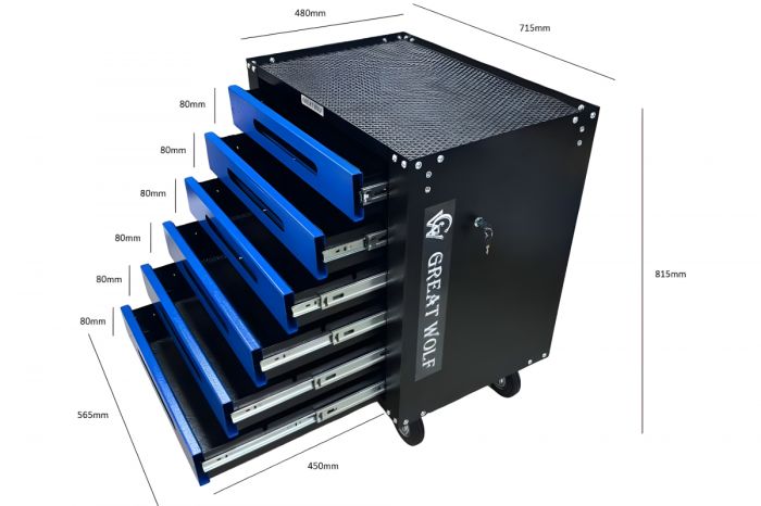 Тележка инструментальная Great Wolf GWT-B6S, закрытая, 6 ящиков