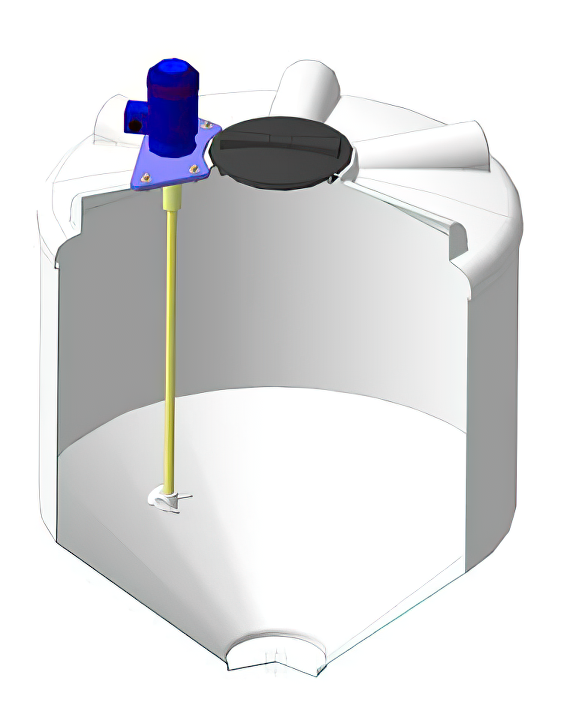 Емкость конусообразная ЭкоПром ФМ 1000, с пропеллерной мешалкой, 1000 литров
