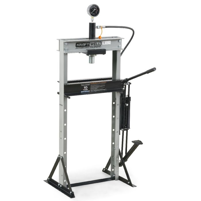 Пресс гидравлический ручной/ножной 10 тонн KraftWell KRWPR10F, напольный, гаражный