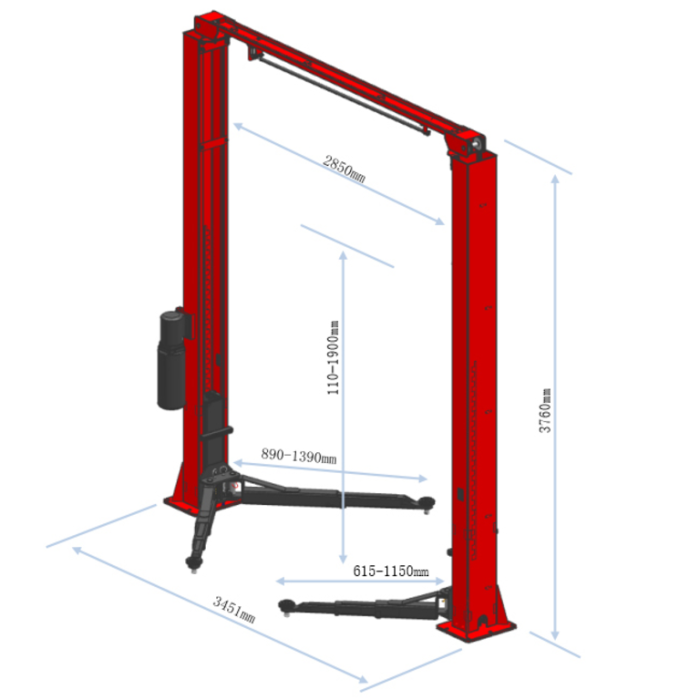 Подъемник двухстоечный автомобильный 4 тонны GTE GTE-B201, электрогидравлический, 220В