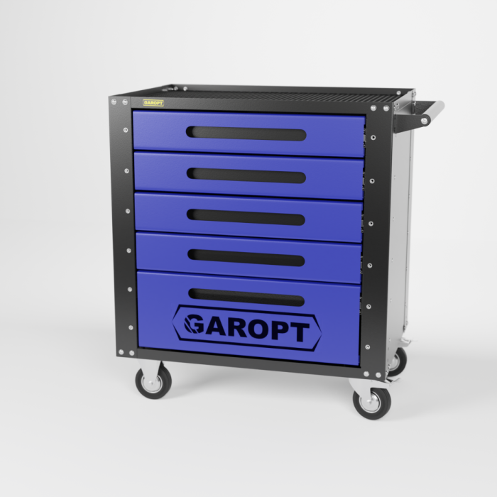 Тележка инструментальная Garopt Low-cost GT5.BLUE закрытая, 5 ящиков