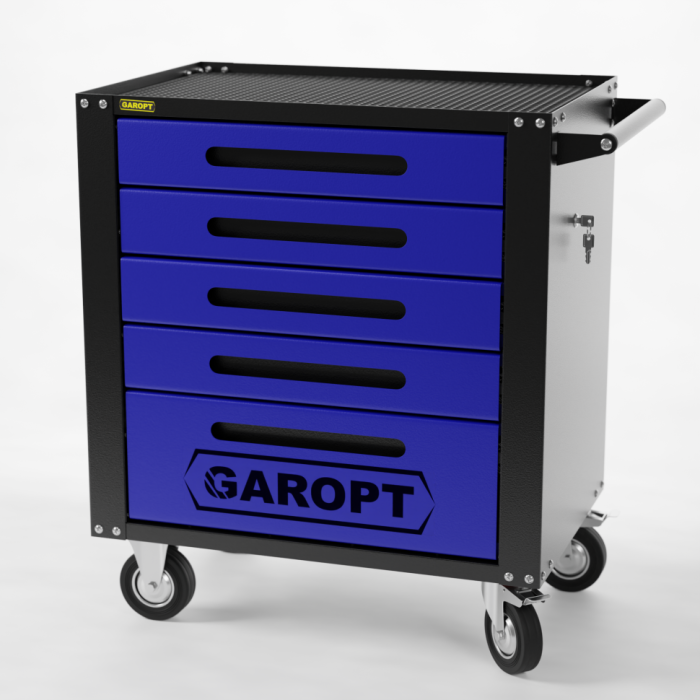 Тележка инструментальная Garopt Standart GTS5.BLUE, закрытая, 5 ящиков, с доводчиками