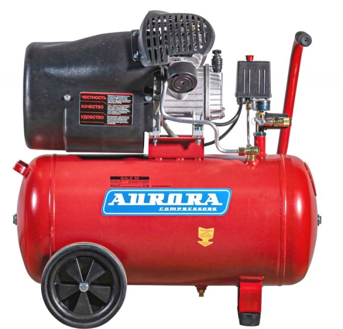 Поршневой компрессор Aurora GALE-50, коаксиальный привод, масляный, 412 л/мин, 220В