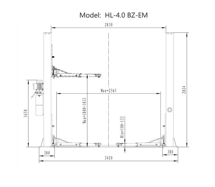 Подъемник двухстоечный автомобильный 4 тонны HOREX HL-4.0BZ-EМ, электрогидравлический, 380В