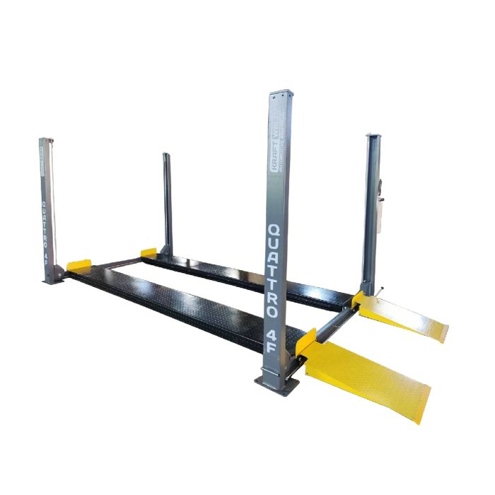 Подъемник четырехстоечный 4 тонн KraftWell QUATTRO 4F, электрогидравлический, для слесарных работ, 380В