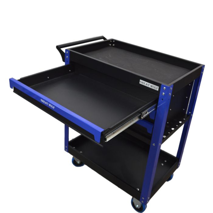 Тележка инструментальная Great Wolf GW-3ST Blue, с полкой и тремя ящиками