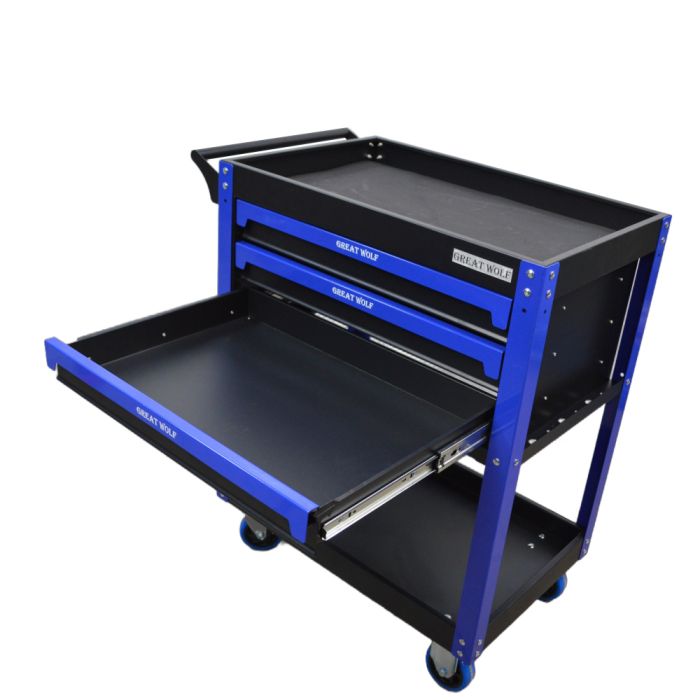 Тележка инструментальная Great Wolf GW-3ST Blue, с полкой и тремя ящиками
