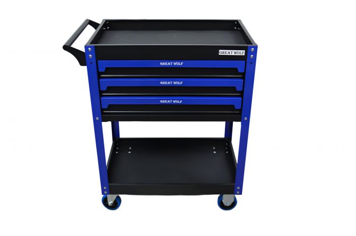 Тележка инструментальная Great Wolf GW-3ST Blue, с полкой и тремя ящиками