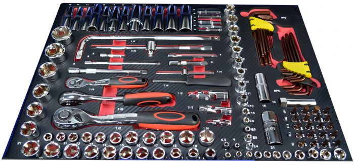 Тележка инструментальная Great Wolf GW-3ST1 Blue, с полкой и тремя ящиками, с набором инструментов 249пр.