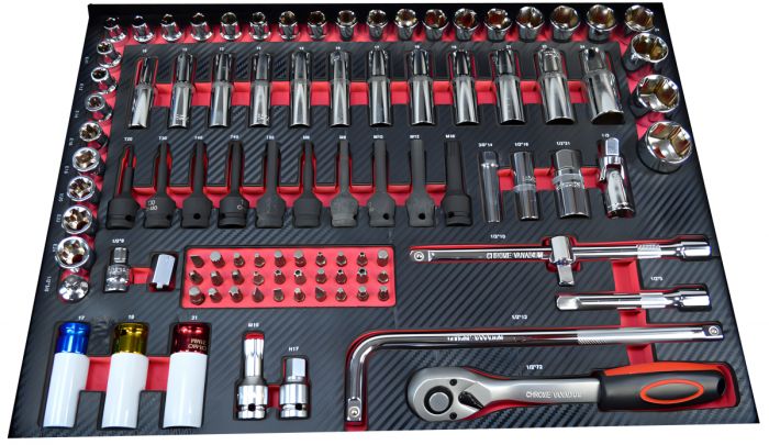 Тележка инструментальная Great Wolf GW-3ST2 Blue, с полкой и тремя ящиками, с набором инструментов 324пр.