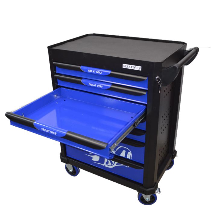 Тележка инструментальная Great Wolf GW-7ST Blue, закрытая 7 ящиков