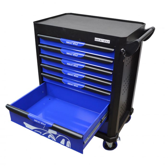 Тележка инструментальная Great Wolf GW-7ST Blue, закрытая 7 ящиков