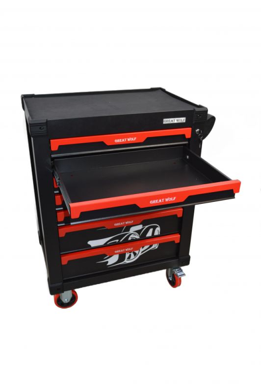 Тележка инструментальная Great Wolf GW-7ST Black, закрытая, 7 ящиков