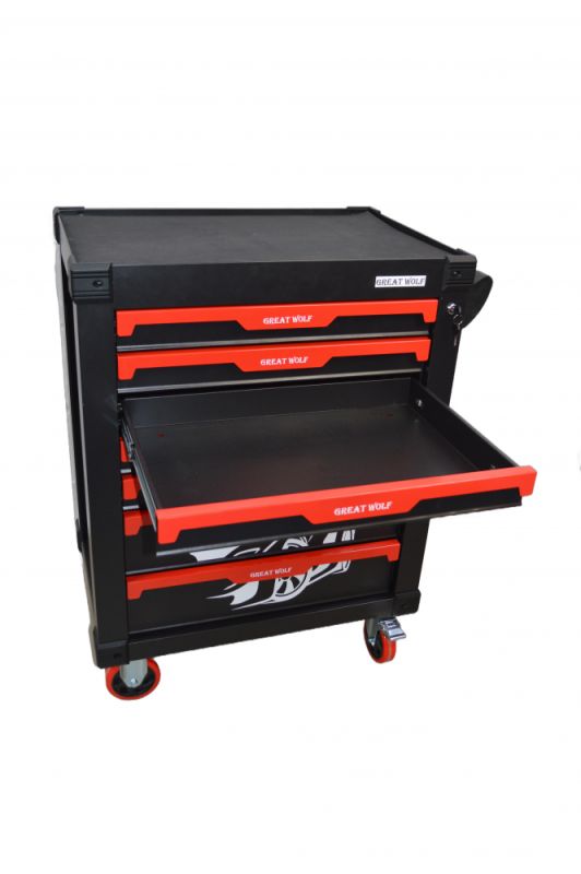 Тележка инструментальная Great Wolf GW-7ST Black, закрытая, 7 ящиков