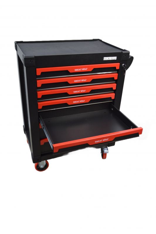 Тележка инструментальная Great Wolf GW-7ST Black, закрытая, 7 ящиков