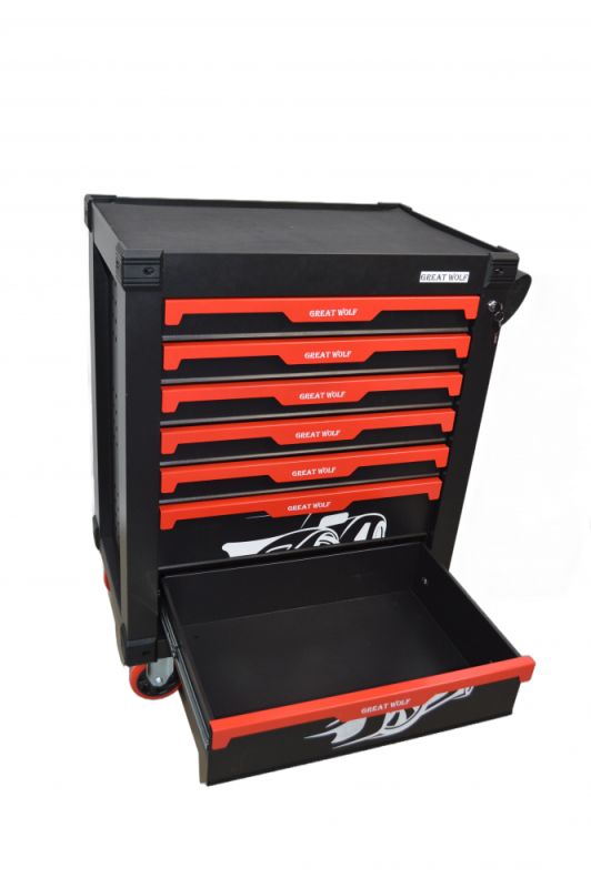 Тележка инструментальная Great Wolf GW-7ST Black, закрытая, 7 ящиков