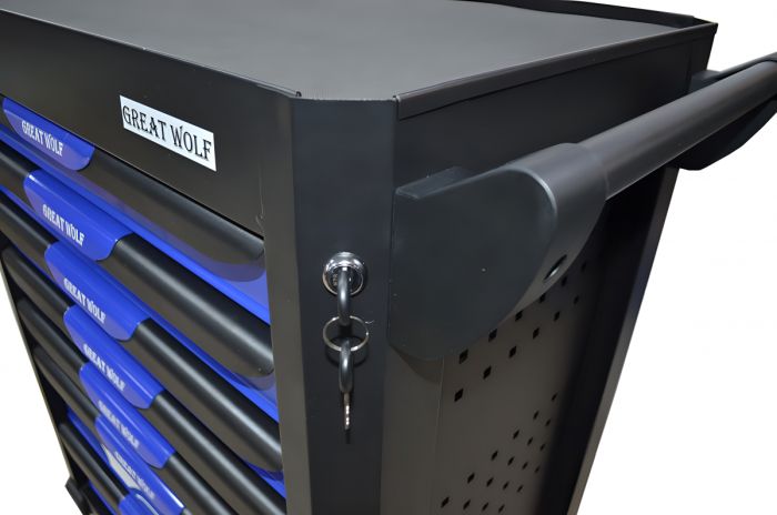 Тележка инструментальная Great Wolf GW-7ST2 Blue, 7 ящиков, с набором инструментов 324пр.
