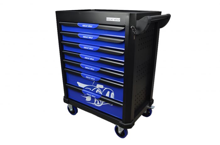 Тележка инструментальная Great Wolf GW-7ST2 Blue, 7 ящиков, с набором инструментов 324пр.