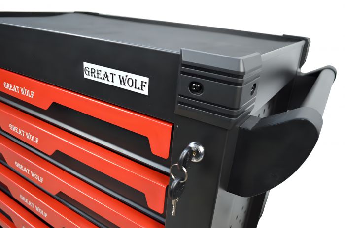 Тележка инструментальная Great Wolf GW-7ST1 Black, 7 ящиков, с набором инструментов 249пр.