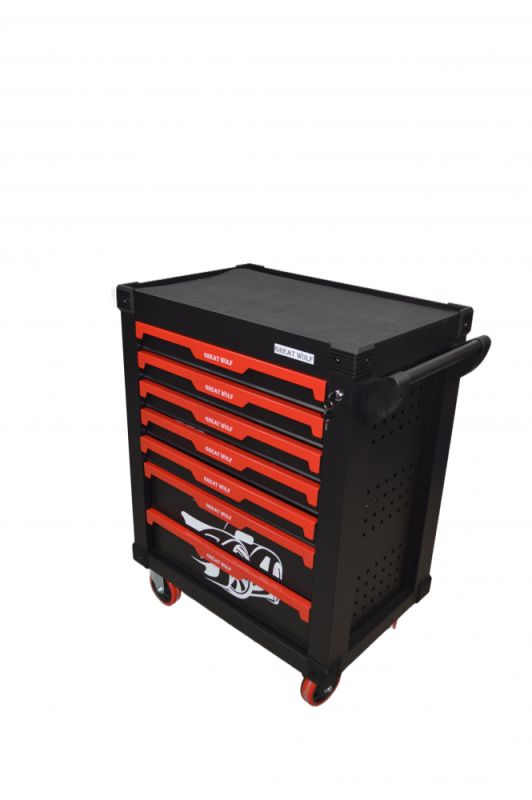 Тележка инструментальная Great Wolf GW-7ST1 Black, 7 ящиков, с набором инструментов 249пр.