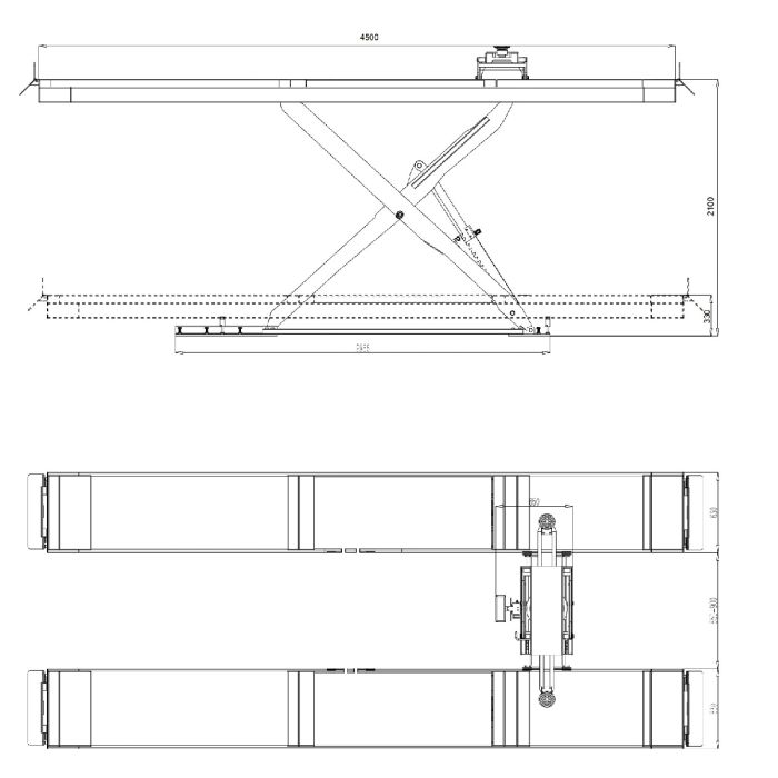 Подъемник ножничный электрогидравлический 4.5т KraftWell FORBI 4.5WI, 380В, для сход-развала