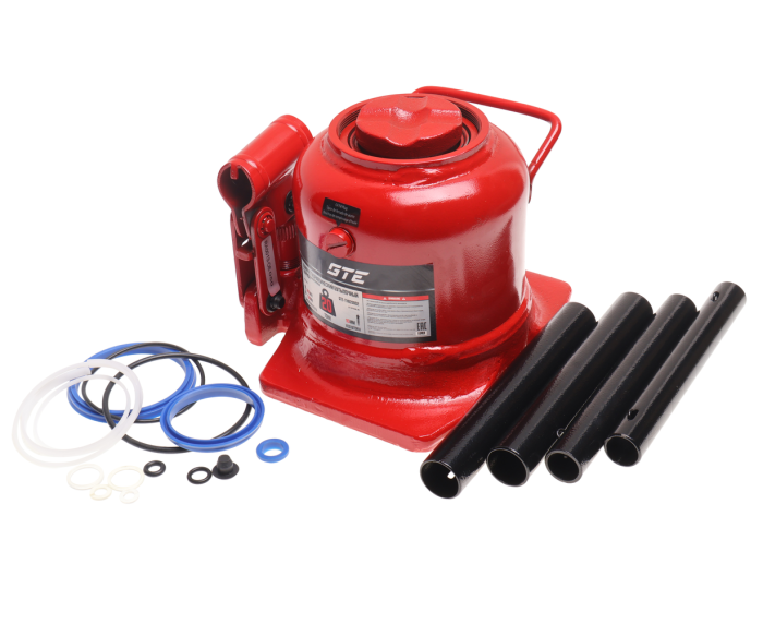 Домкрат бутылочный гидравлический 20т GTE GTE-TH820002, 150-245мм, низкопрофильный, 2-х плунжерный