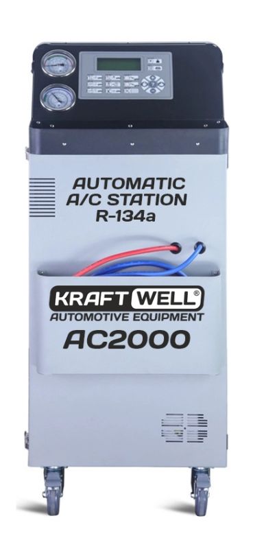 Станция для заправки автокондиционеров KraftWell AC2000, автоматическая, 120 л/мин