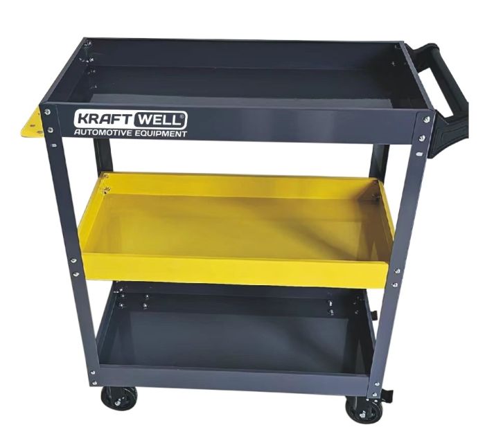 Тележка инструментальная KraftWell KRW-T3G, открытая, 3 полки