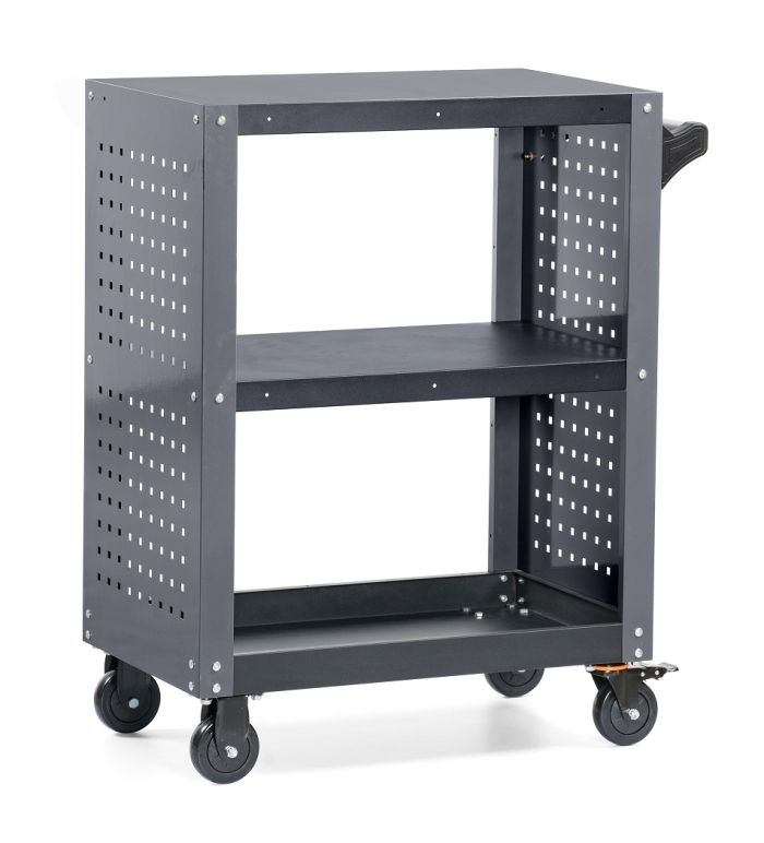 Тележка инструментальная KraftWell KRW-T3PG, открытая, 3 полки, с перфорацией
