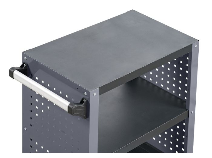 Тележка инструментальная KraftWell KRW-T3PG, открытая, 3 полки, с перфорацией