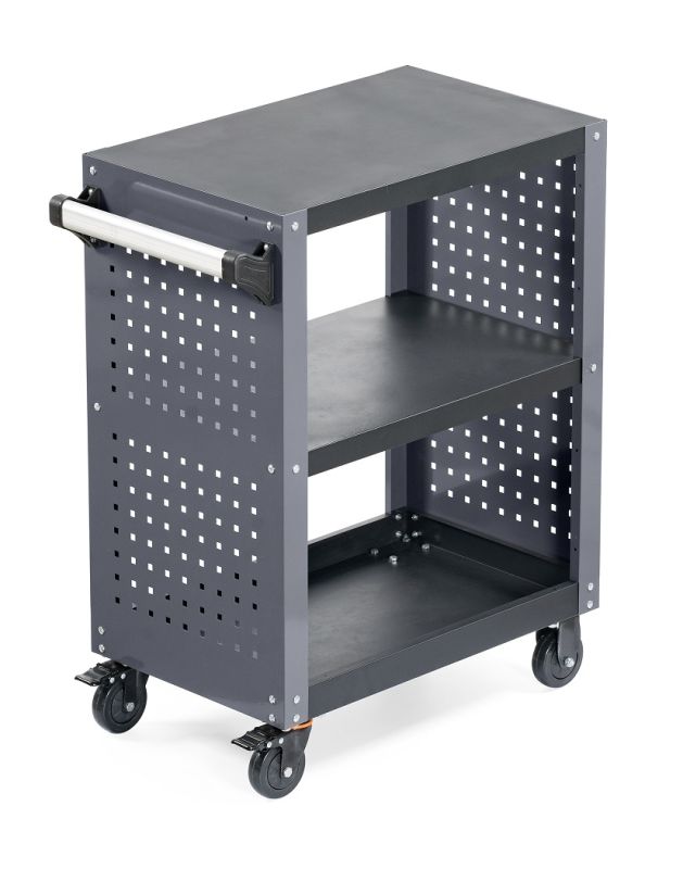 Тележка инструментальная KraftWell KRW-T3PG, открытая, 3 полки, с перфорацией