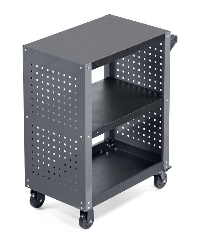 Тележка инструментальная KraftWell KRW-T3PG, открытая, 3 полки, с перфорацией