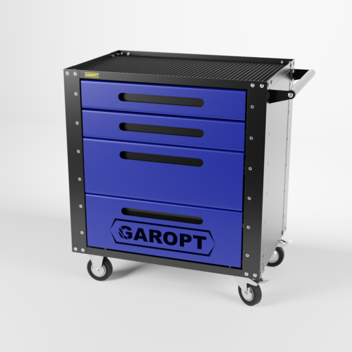 Тележка инструментальная Garopt Low-cost GT4.BLUE, закрытая, 4 ящика