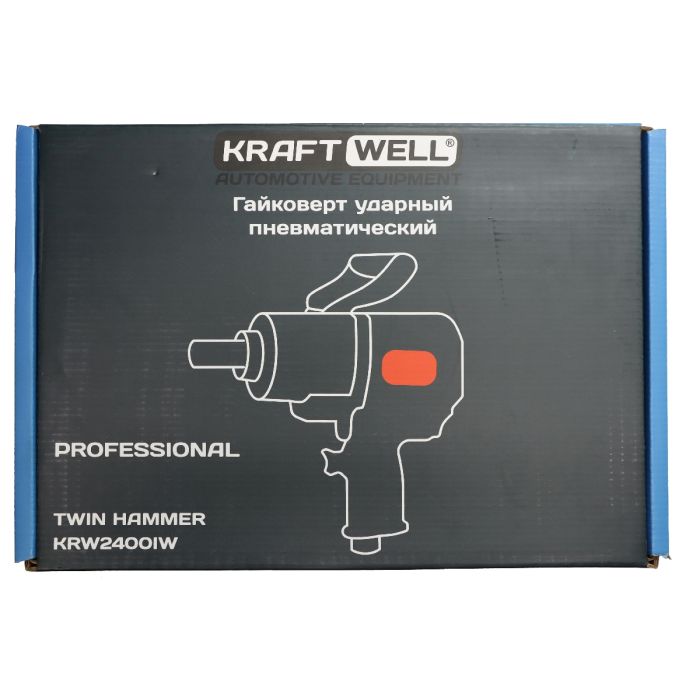 Пневмогайковерт ударный KraftWell KRW2400IW, 1", грузовой, 1800Нм