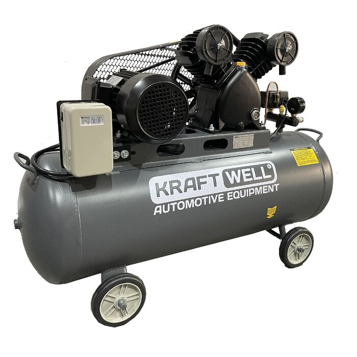 Поршневой компрессор KraftWell KRW-AC420-100L/220, ременной привод, 420 л/мин, 220В