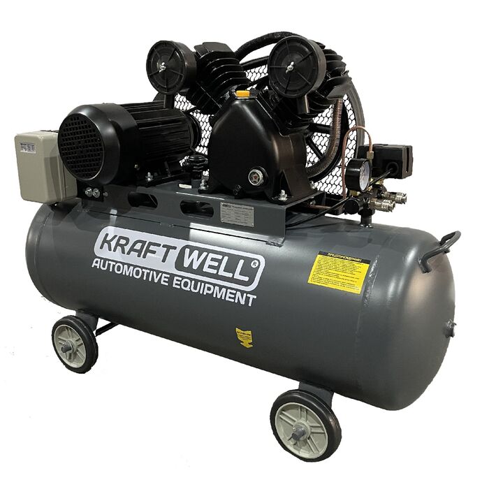 Поршневой компрессор KraftWell KRW-AC420-100L, ременной привод, 420 л/мин, 380В
