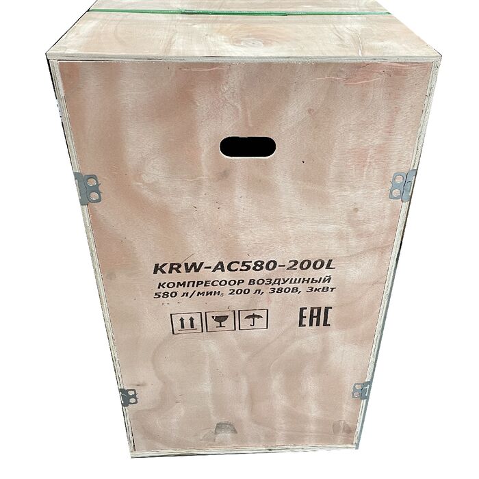 Поршневой компрессор KraftWell KRW-AC580-200L, ременной привод, 580 л/мин, 380В