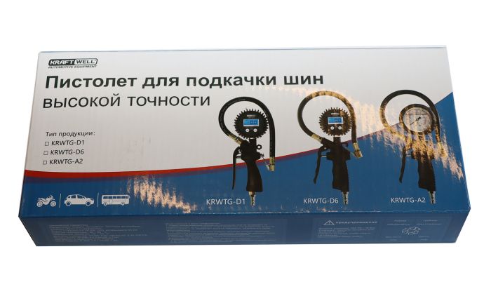 Пистолет для накачки шин KraftWell KRWTG-A2, с аналоговым жидкостным манометром