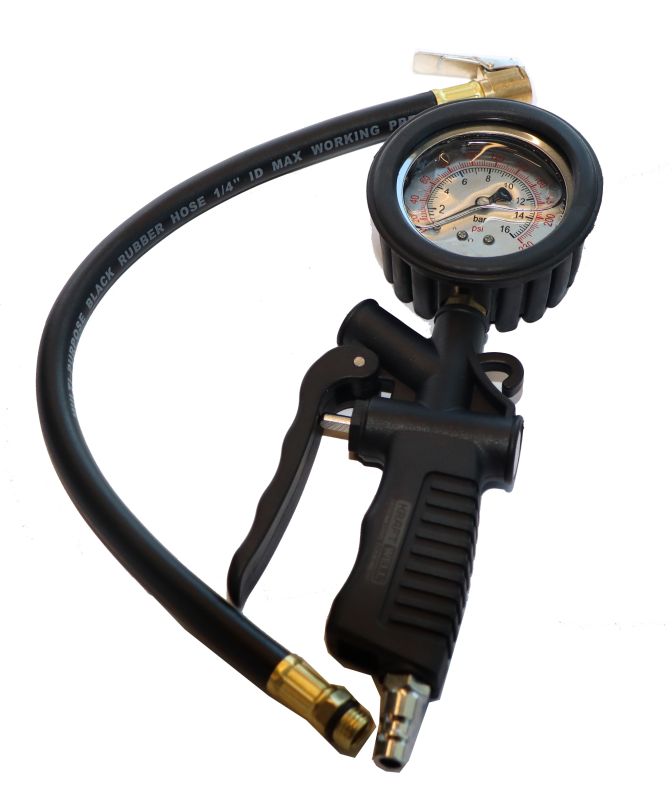 Пистолет для накачки шин KraftWell KRWTG-A2, с аналоговым жидкостным манометром